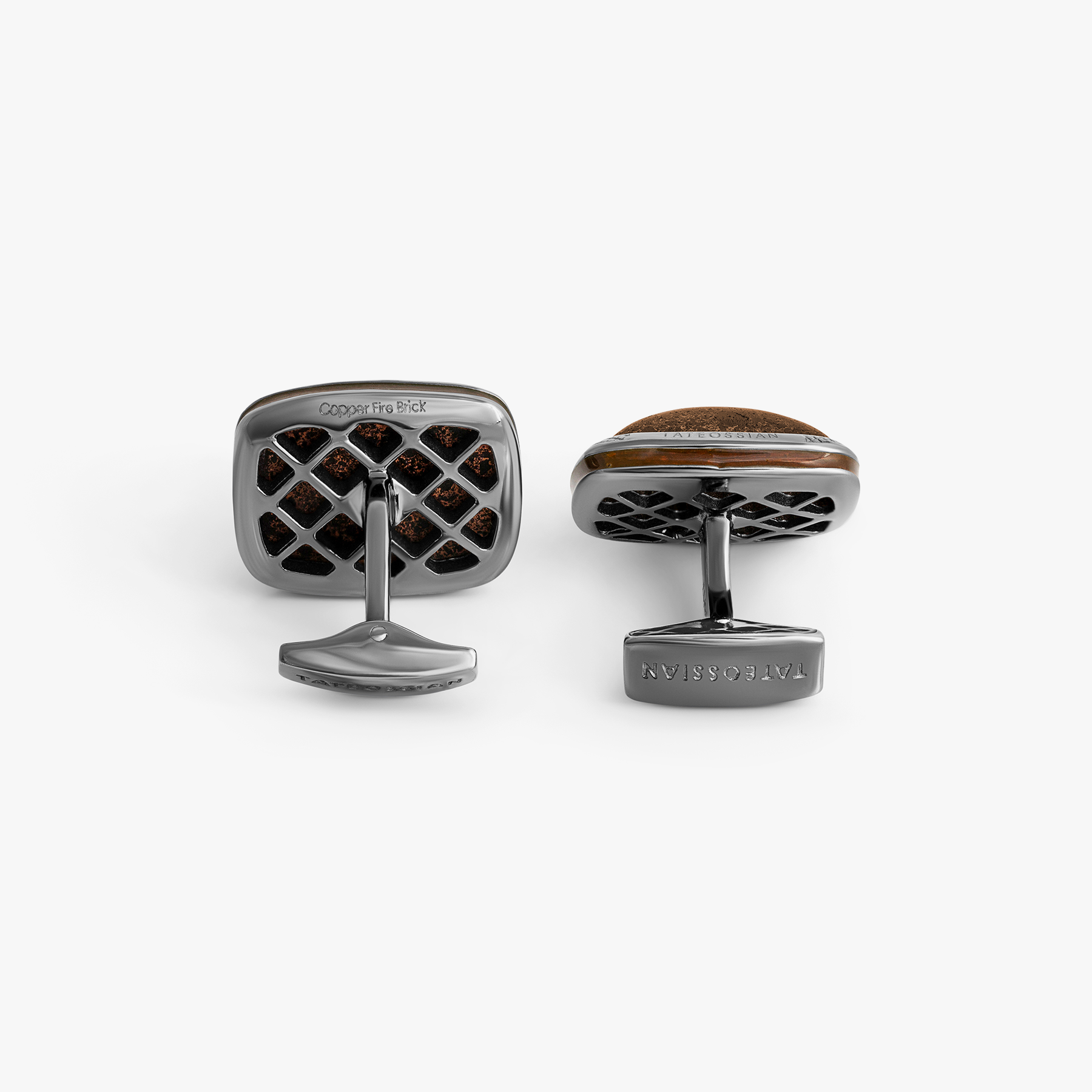 Copper Fire Stone Cufflink in Sterling silver with Brown Enamel (Limited Edition)