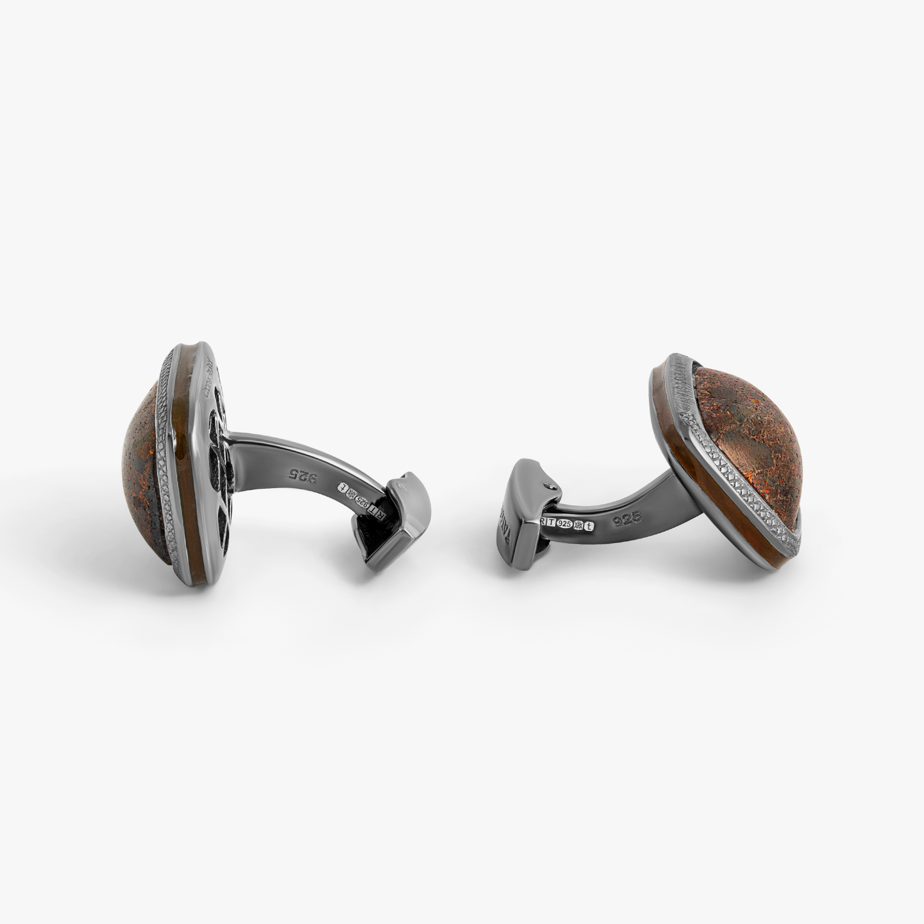 Copper Fire Stone Cufflink in Sterling silver with Brown Enamel (Limited Edition)