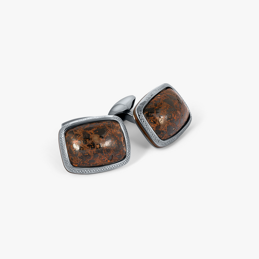 Copper Fire Stone Cufflink in Sterling silver with Brown Enamel (Limited Edition)