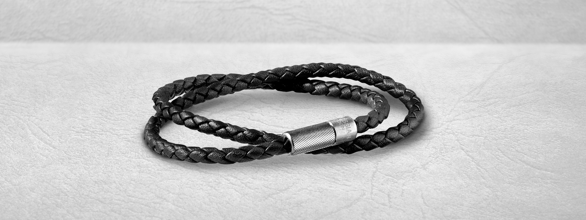 Charles Black Leather Bracelet With Rhodium Plated Silver – Tateossian USA