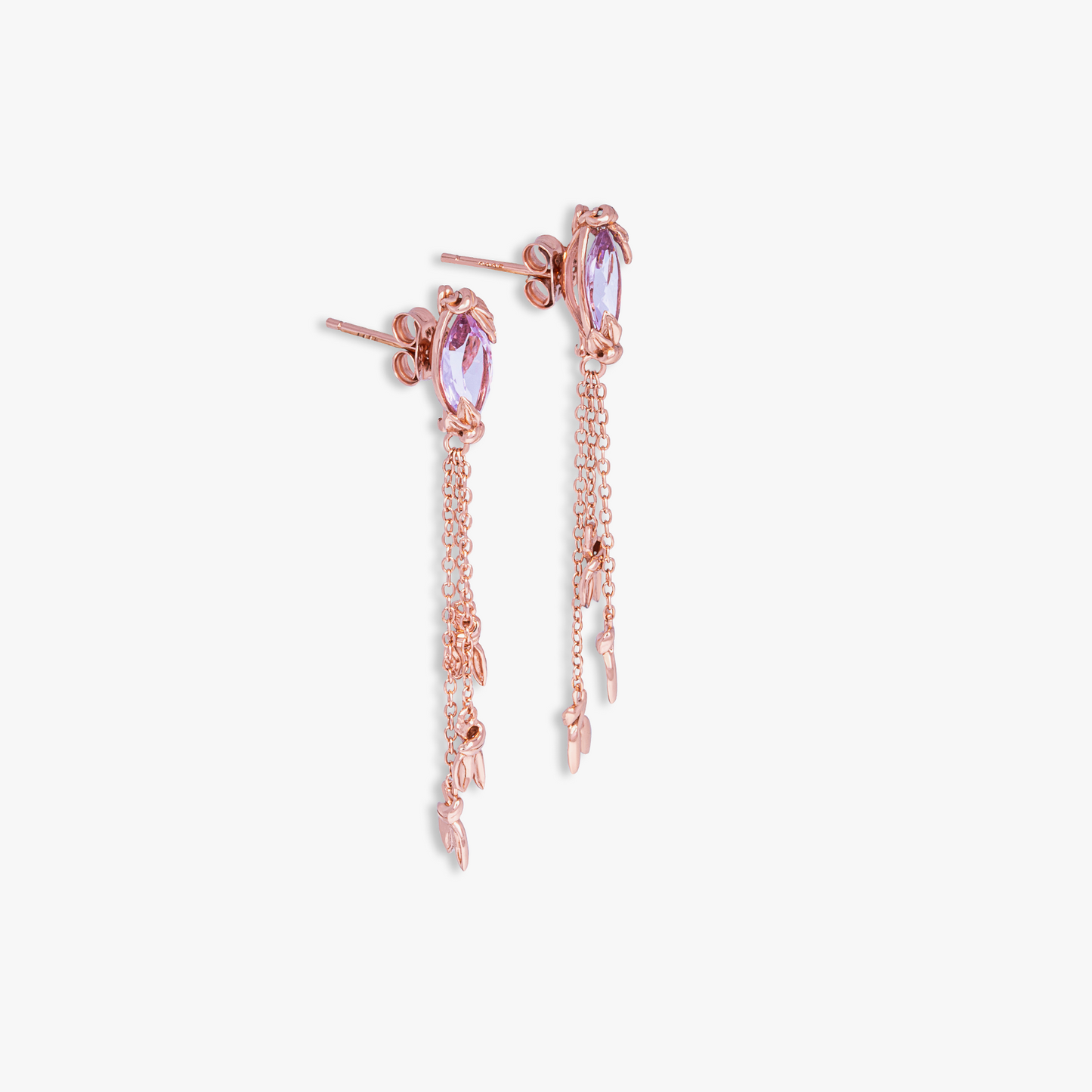 Wild Flower drop earrings in Rose de France amethyst and 14k rose gold plated sterling silver