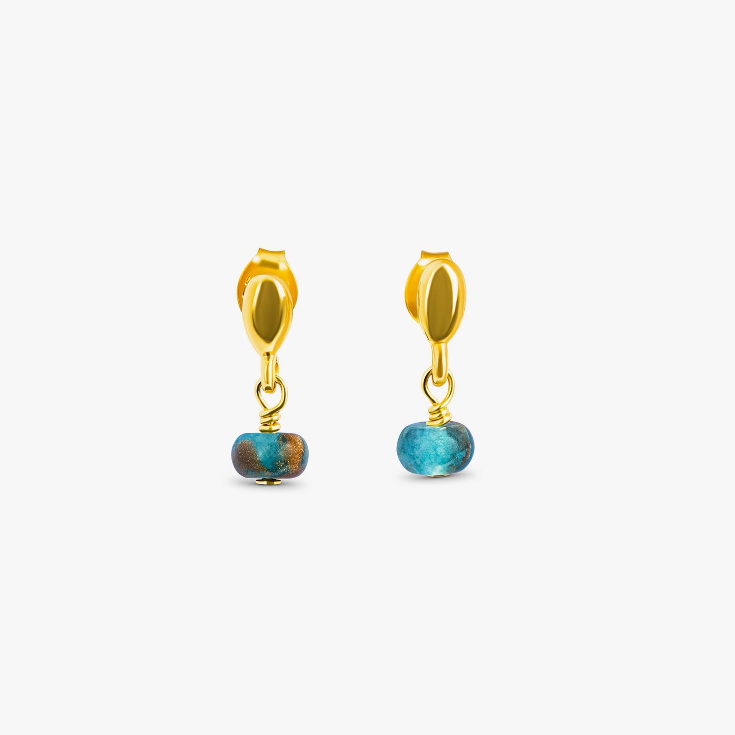 Nepal Earrings In Yellow Gold With Blue Jasper