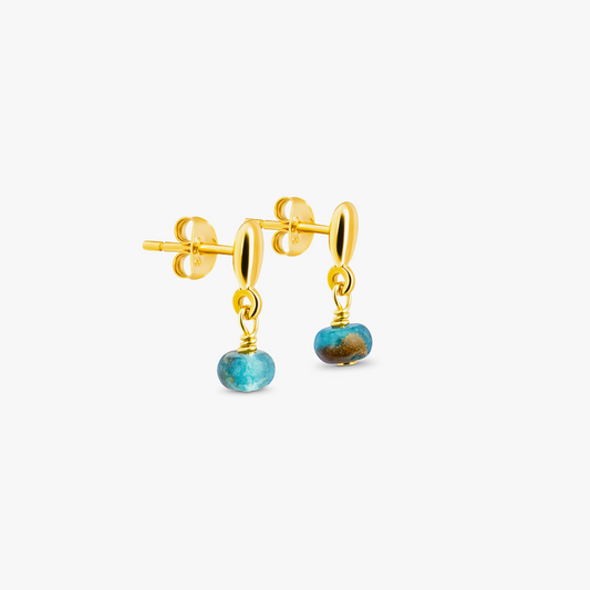 Nepal Earrings In Yellow Gold With Blue Jasper