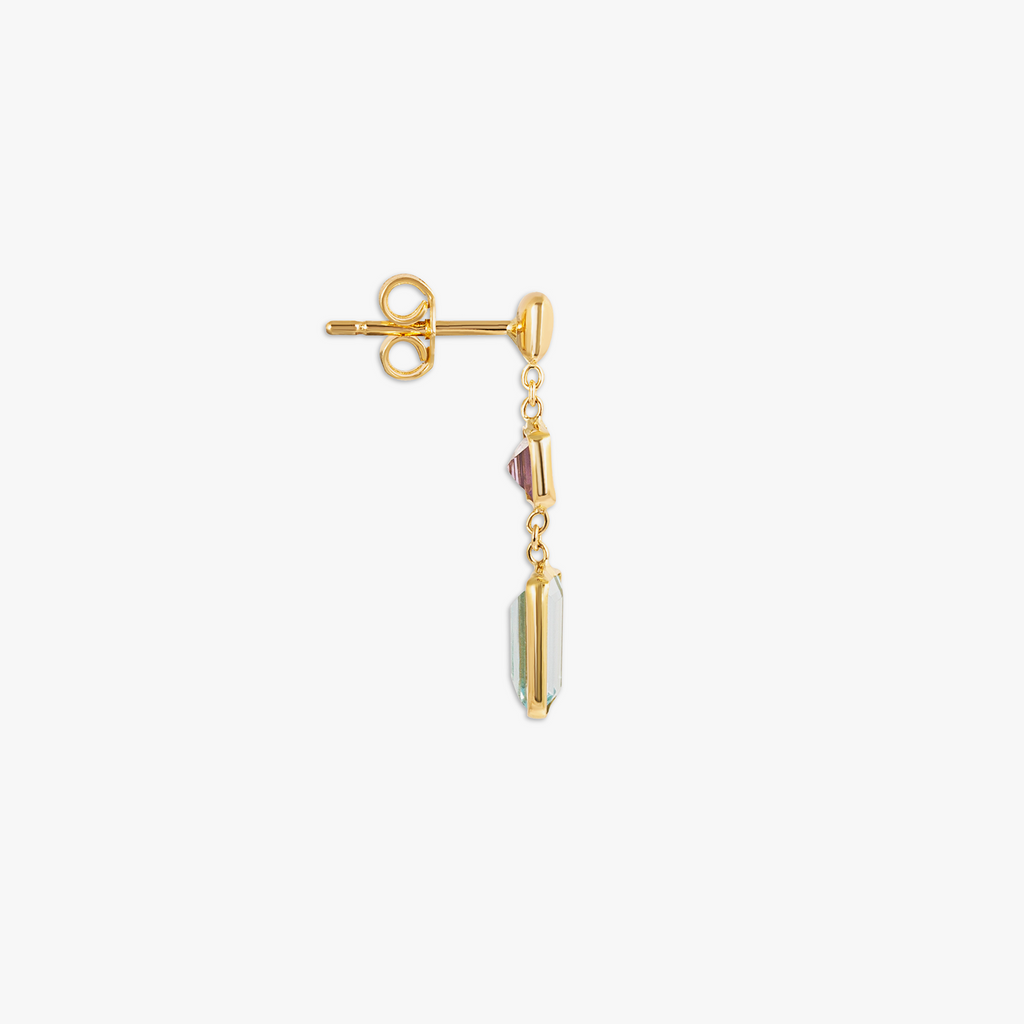Rainbow Baguette Earrings In 18K Yellow Gold