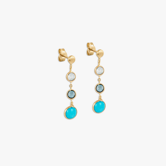 Isfahan Earrings In 14K Yellow Gold With Topaz & Turquoise