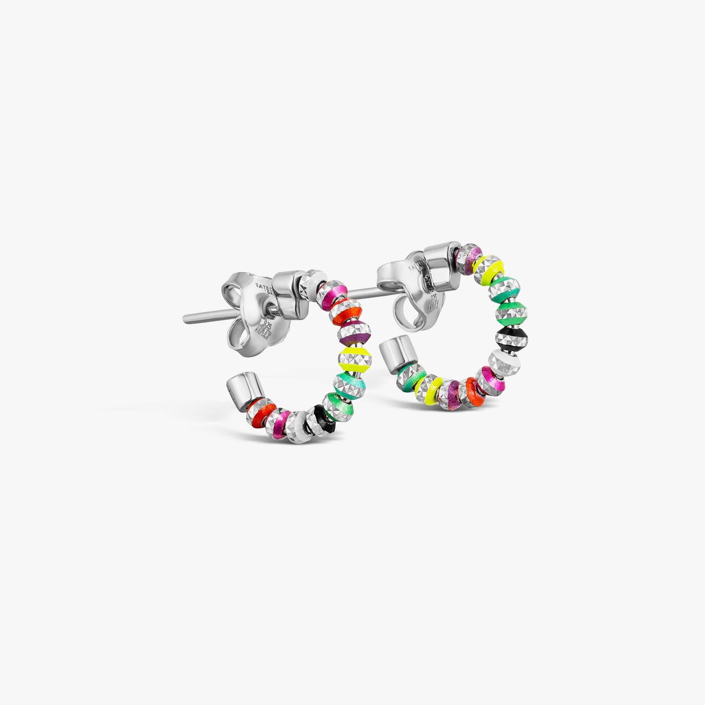 Prism Earrings with Galvanic Plated Silver Beads in Multicolour