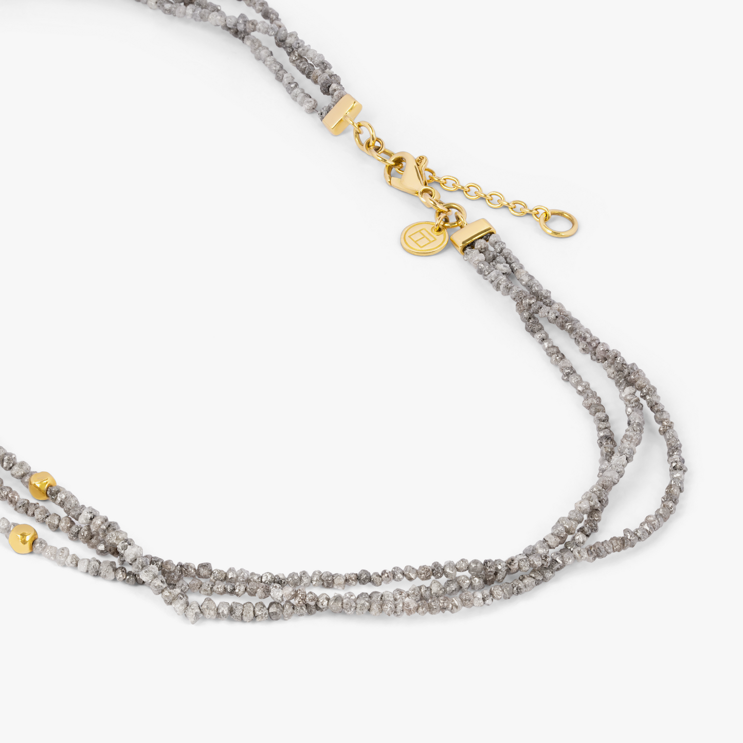 Rough grey diamond necklace with 18k gold