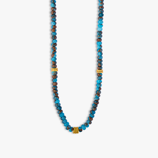 Nepal Gear Necklace In Yellow Gold With Blue Jasper