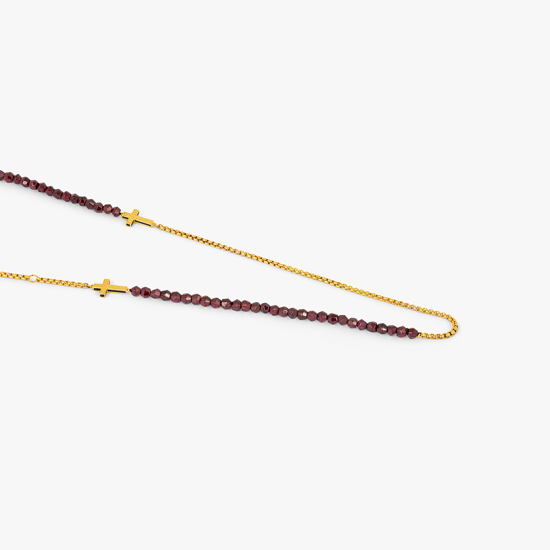 Ipanema Cross Necklace in Silver with Garnet