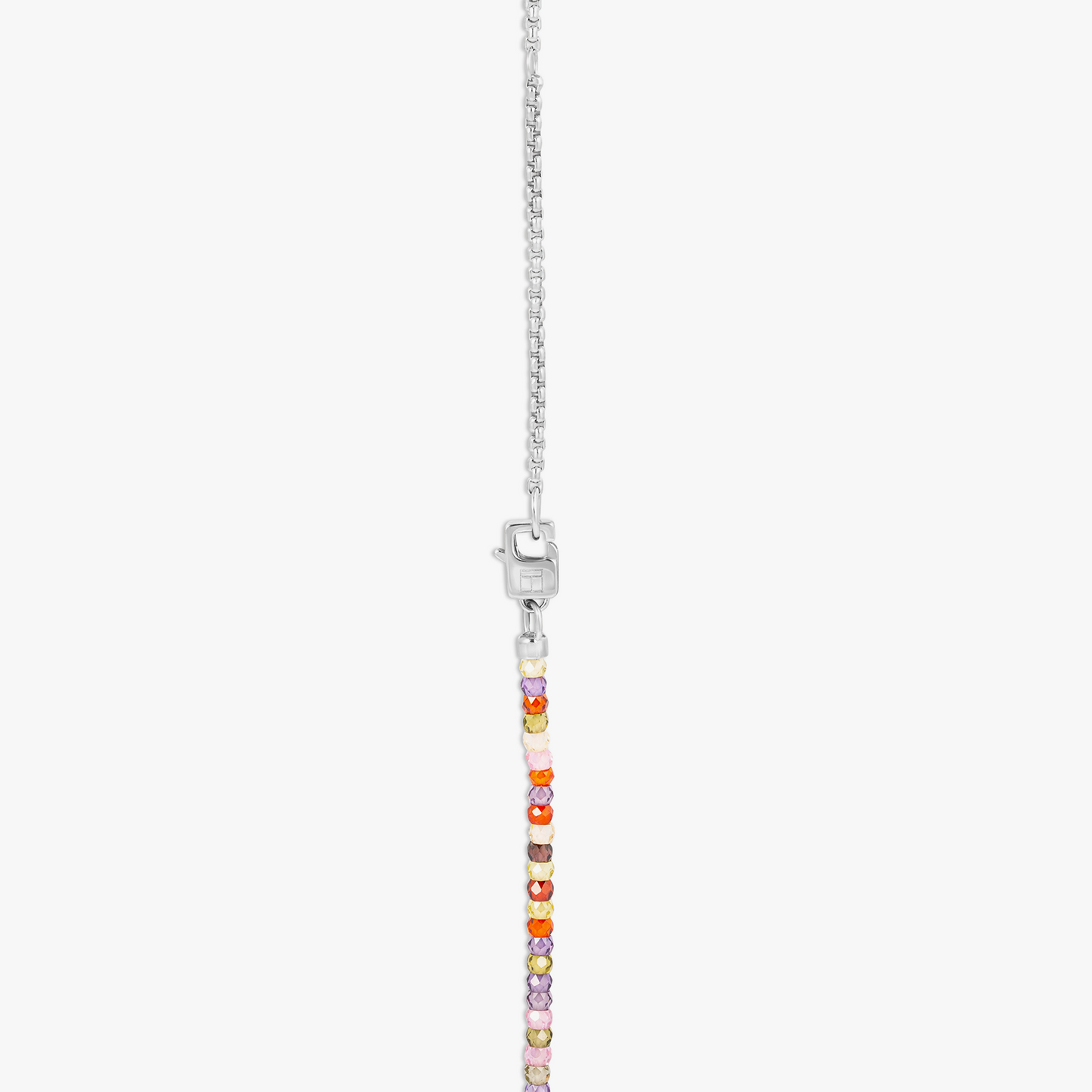 Ipanema Cross Necklace In Silver With Coloured Stones