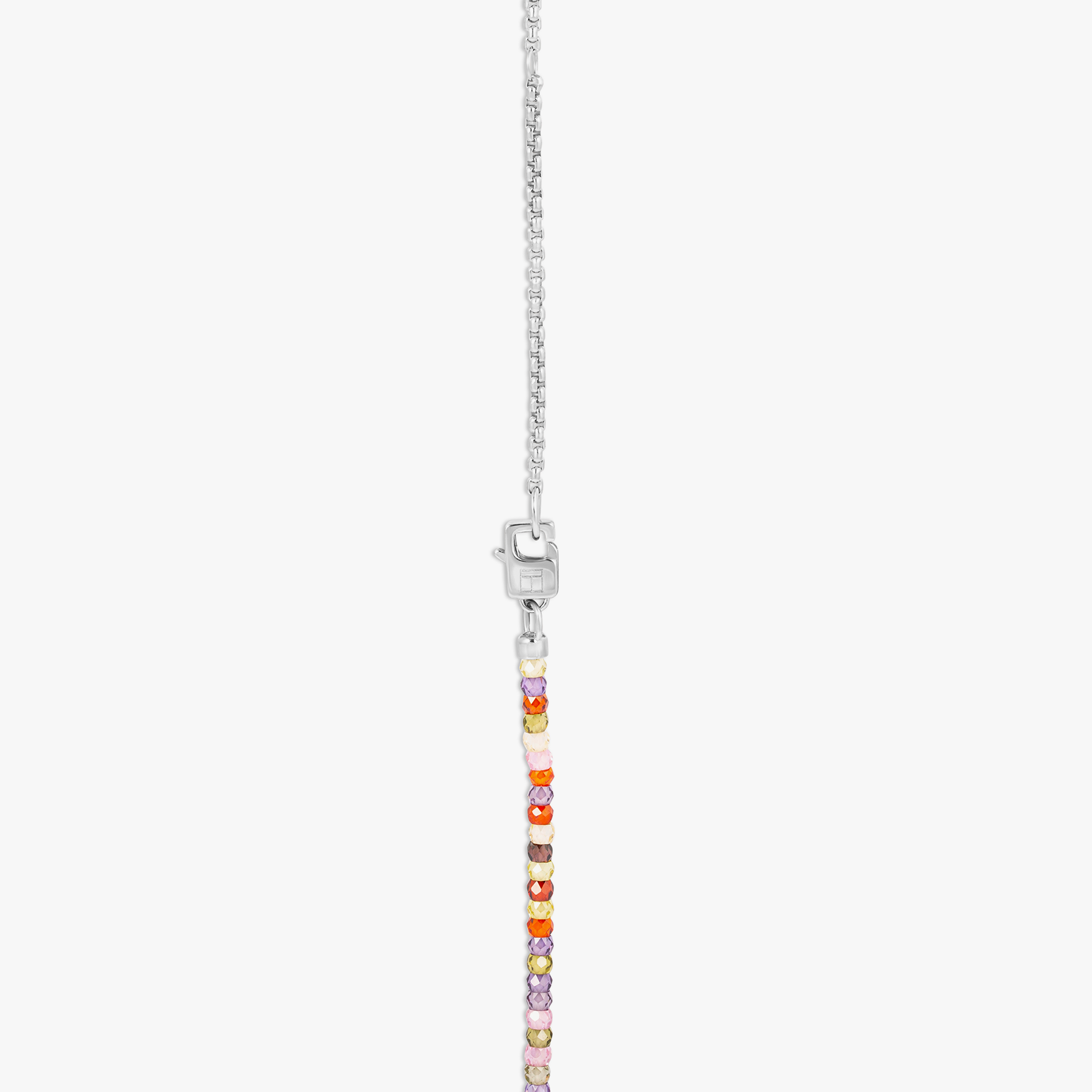 Ipanema Cross Necklace In Silver With Coloured Stones