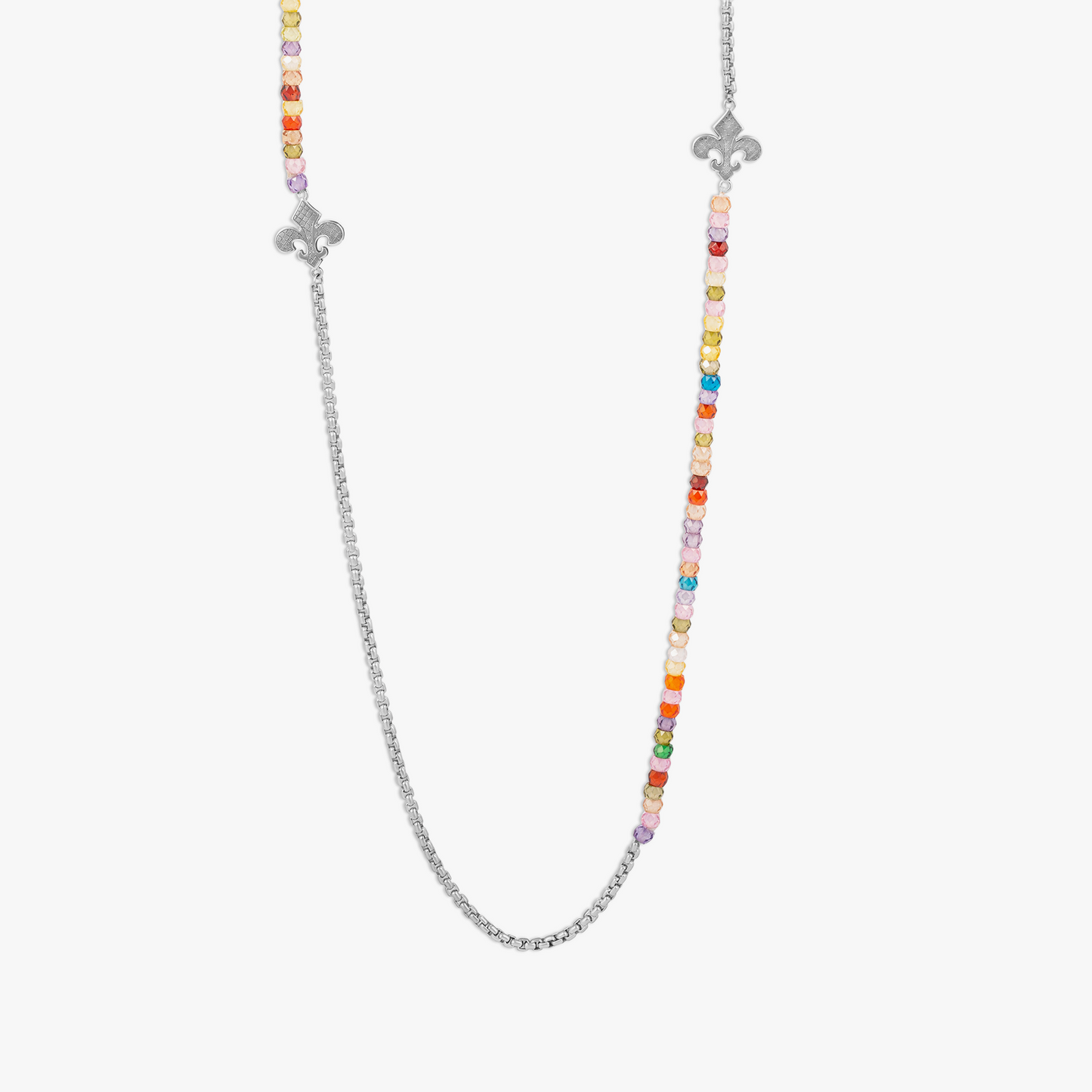 Ipanema Fleur Fe Lis Necklace In Silver With Coloured Stones