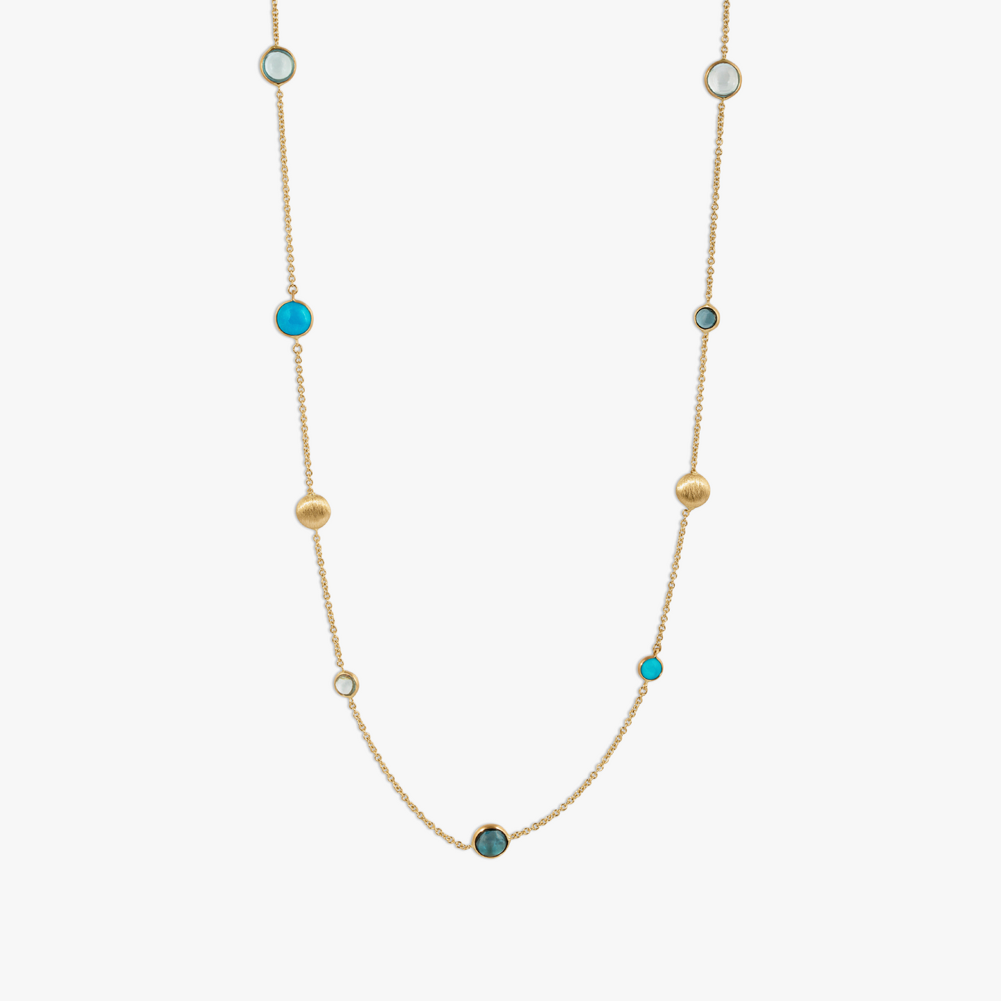 Isfahan Necklace In 14K Yellow Gold With Topaz & Turquoise