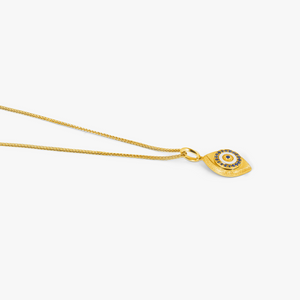 Paros Evil Eye Necklace In Yellow Gold & Sapphire