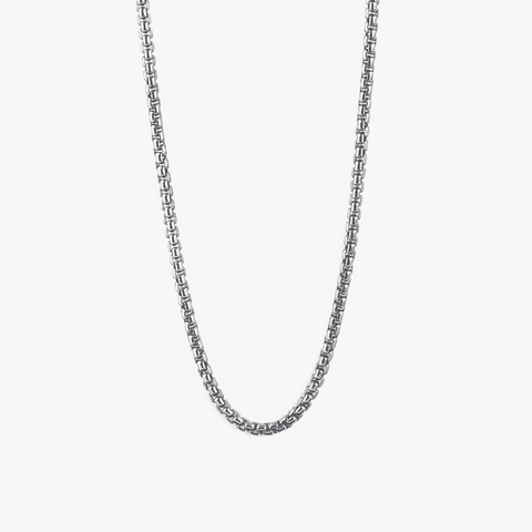 Classic Box Chain Necklace In Sterling Silver