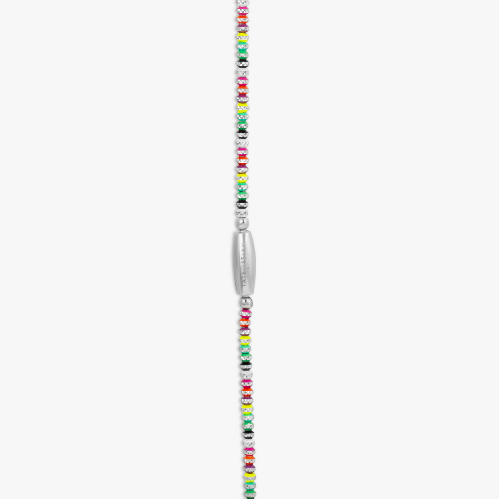 Prism Necklace with Galvanic Plated Silver Beads in Multicolour