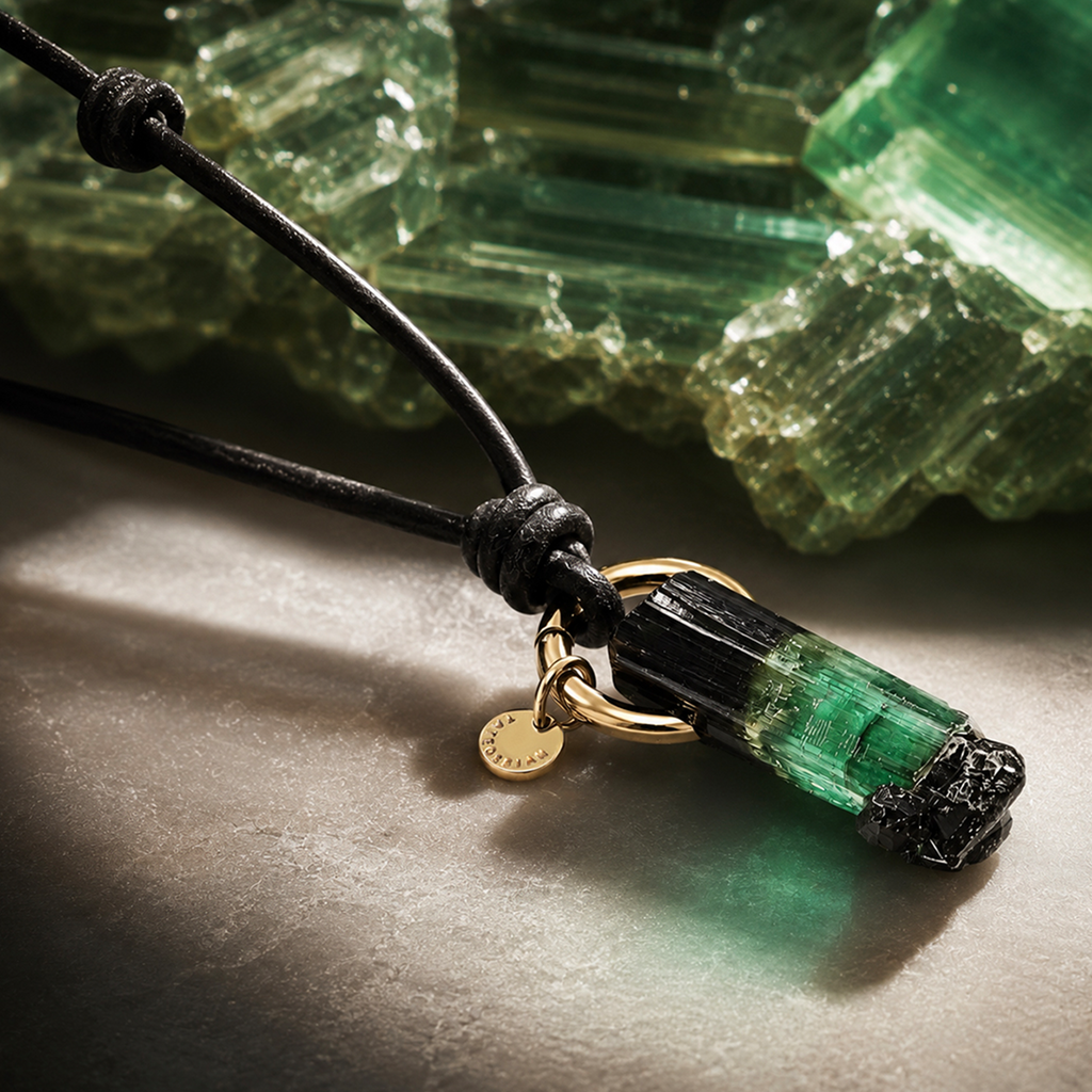Green Tourmaline & 18ct Yellow Gold Rare Stones Necklace