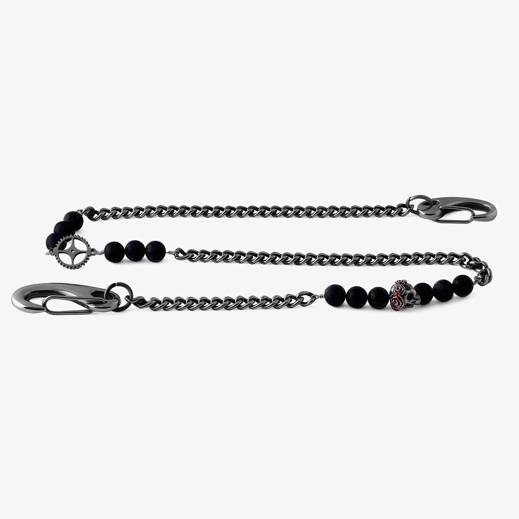 Gothic Rose Skull trouser chain in black