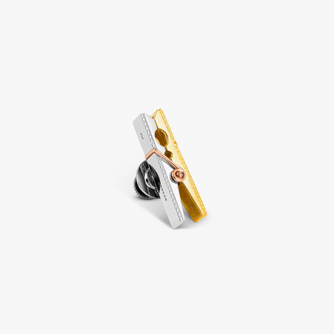 Mayfair Peg Pin In Rhodium & Yellow Gold