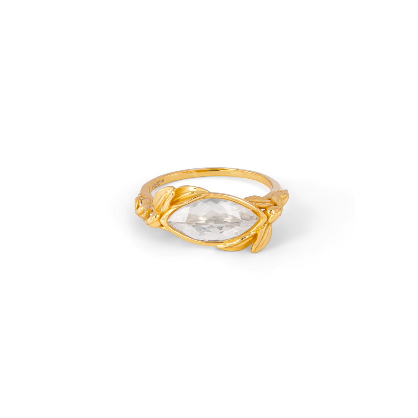 Wild Flower ring in blue moon quartz and 14k gold plated sterling silver