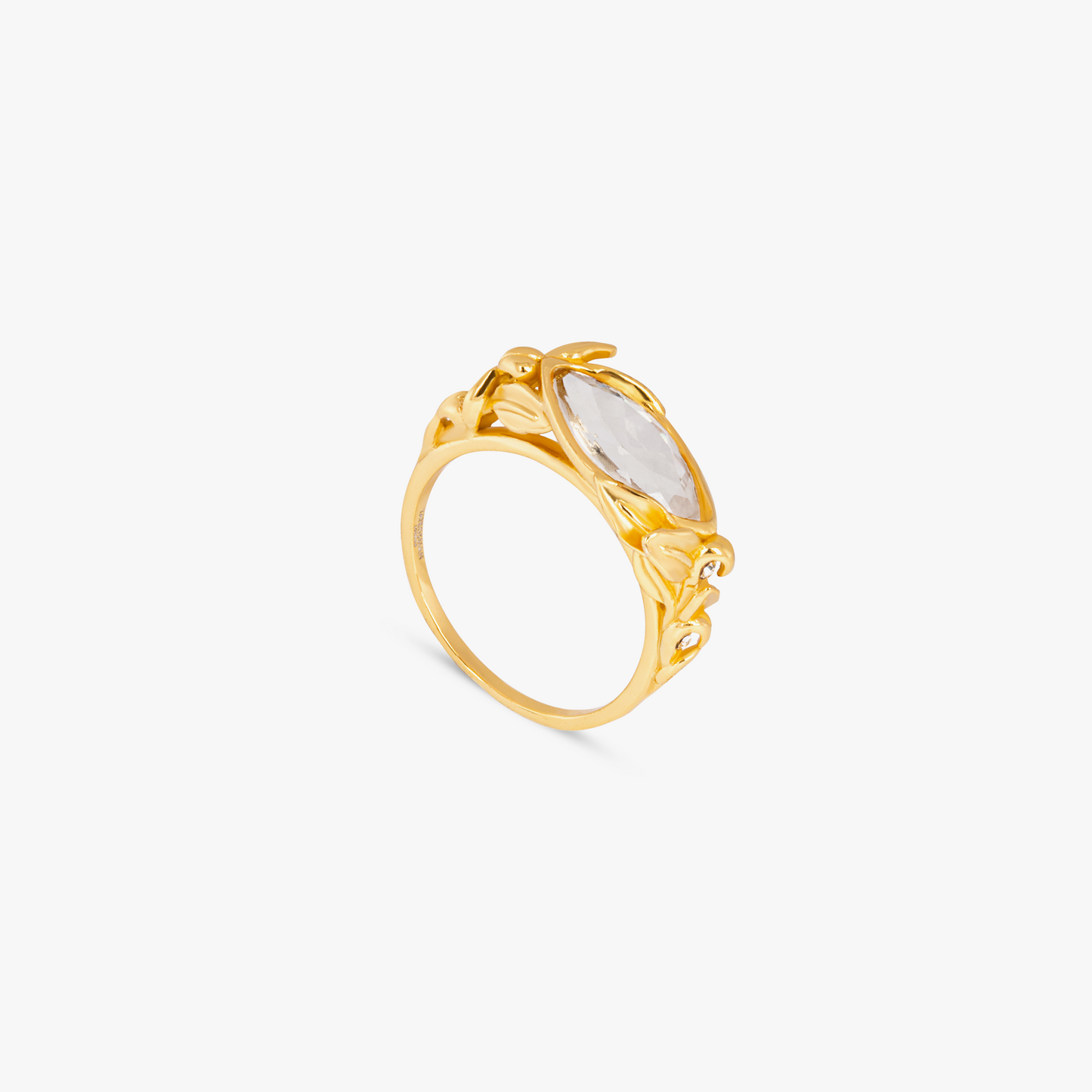 Wild Flower ring in blue moon quartz and 14k gold plated sterling silver