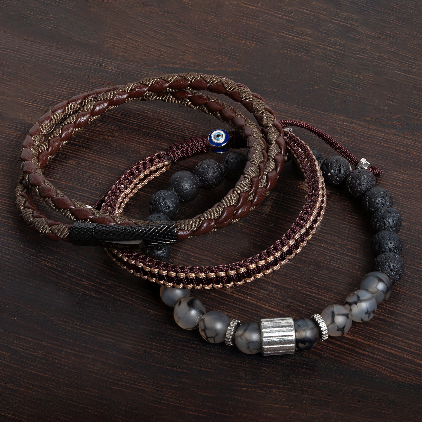 Chelsea Leather Bracelet In Brown With Stainless Steel Clasp