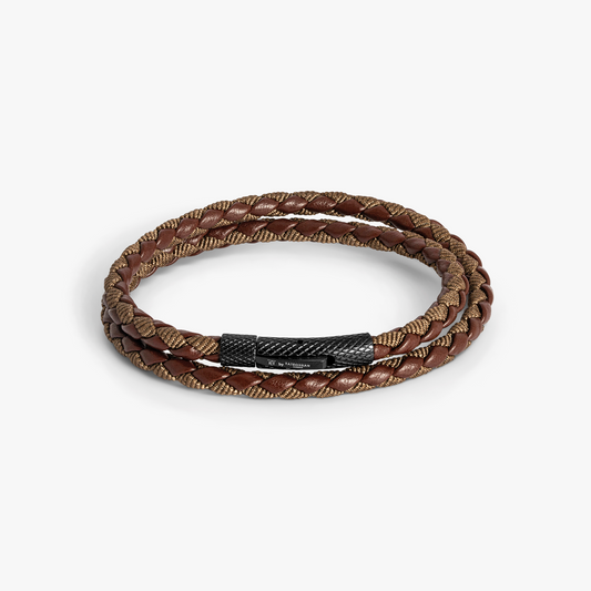Chelsea Leather Bracelet In Brown With Stainless Steel Clasp