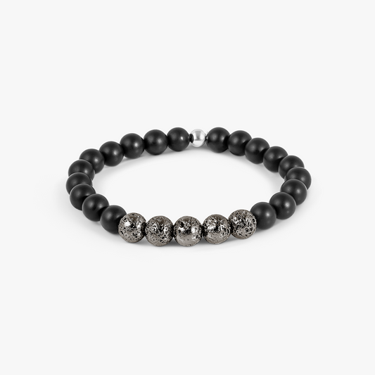 Vesuvius Bracelet In IP Plated Stainless Steel With Black Agate