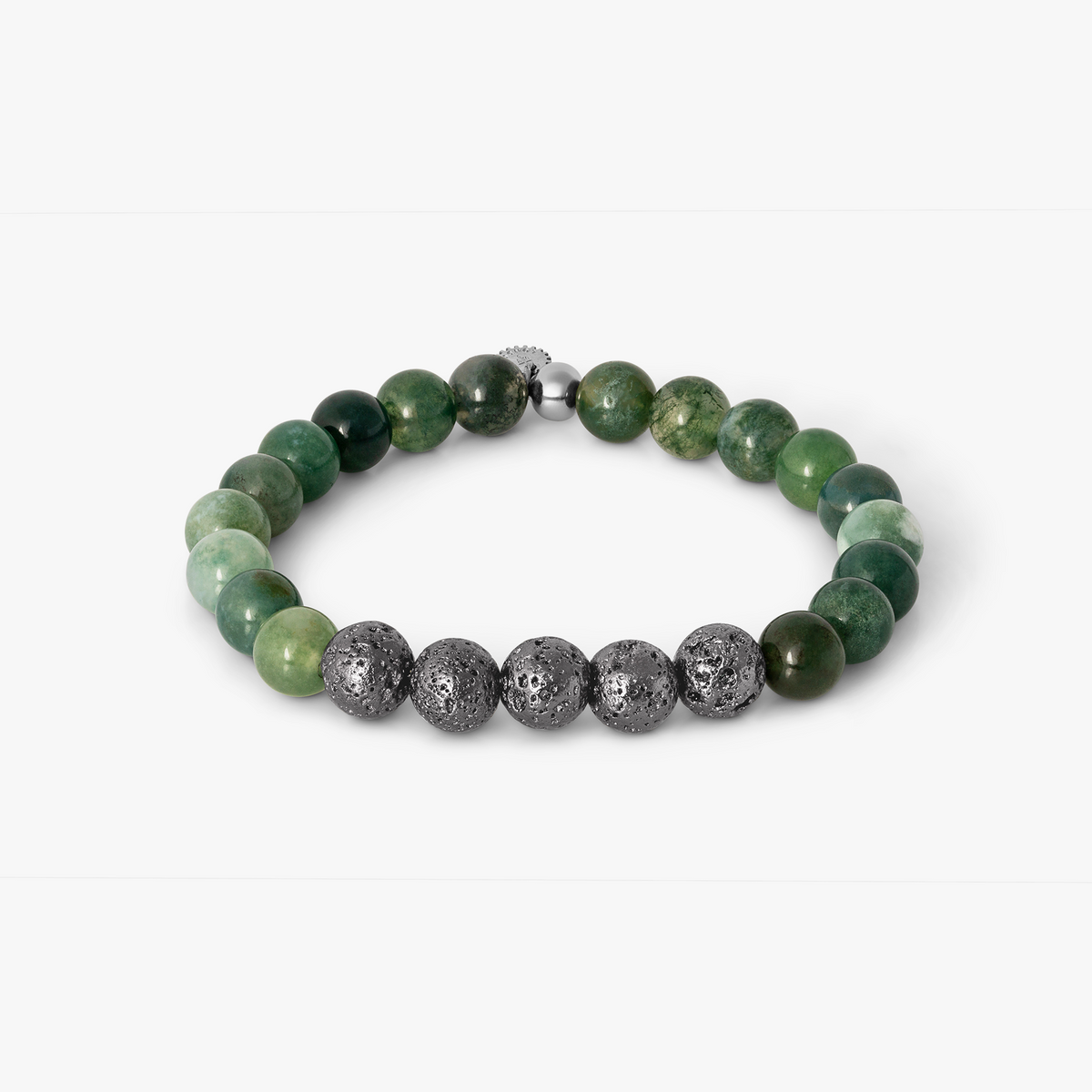 Vesuvius Bracelet In IP Plated Stainless Steel With Green Moss Agate
