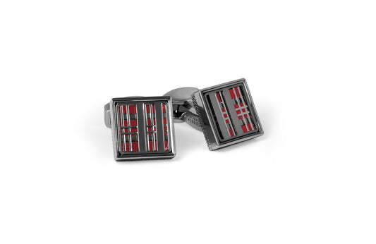 Prince of Wales Tweed Cufflinks In Red
