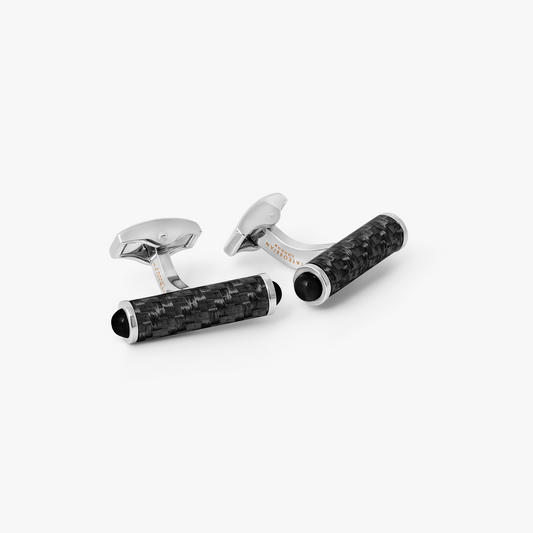 Carbon Cylinder Cuffllinks With Onyx