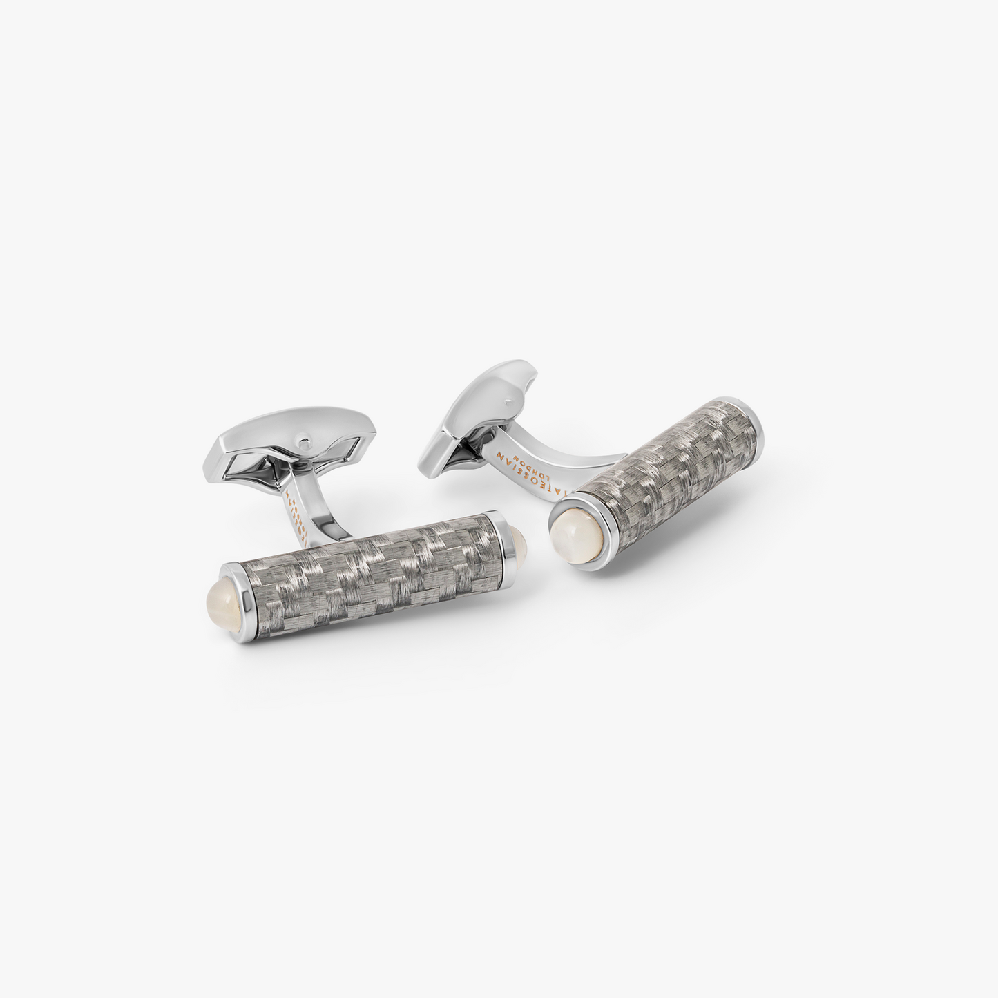 Carbon Cylinder Cuffllinks With White Mother of Pearl