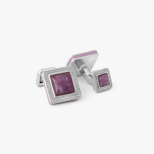 Duo Cabachon Cufflinks With Purple Jade