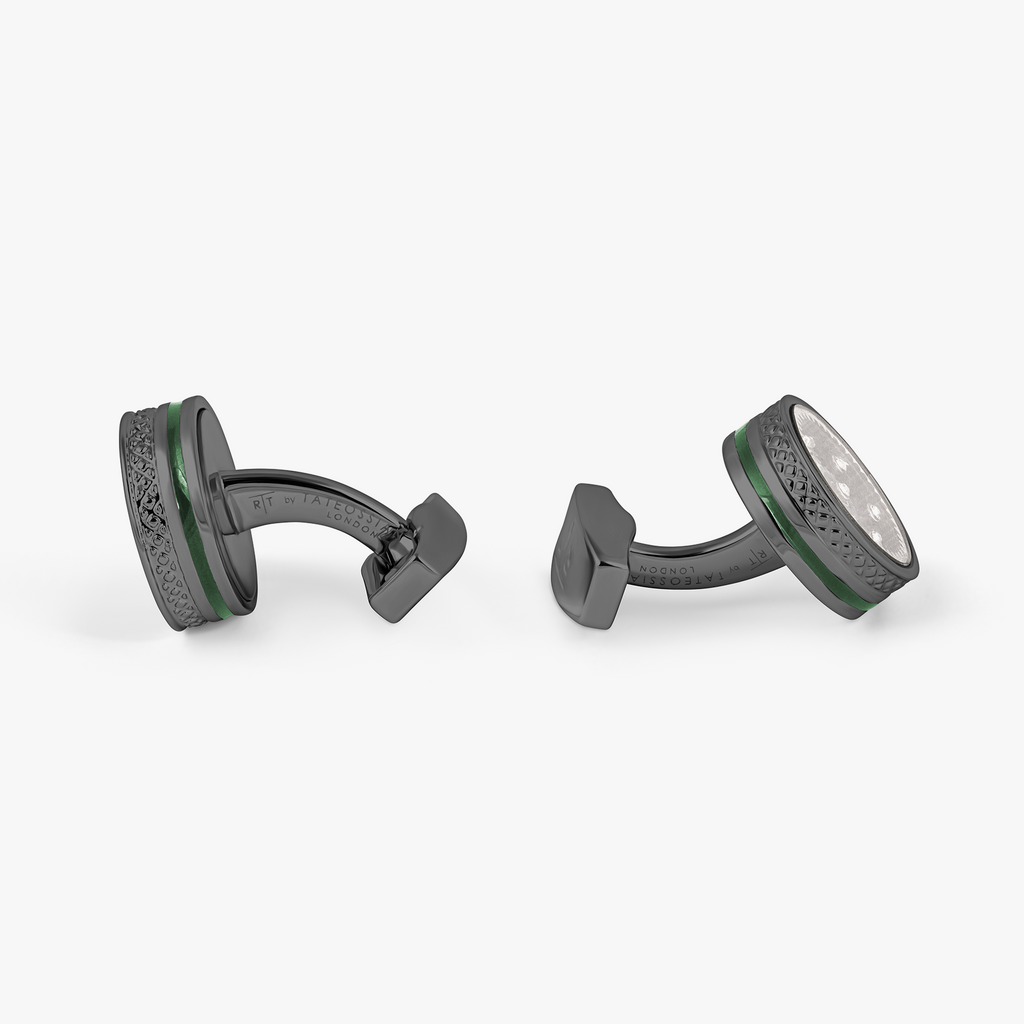 Septa Gear Cufflinks In Rose &, Yellow Gold With Grey Alutex