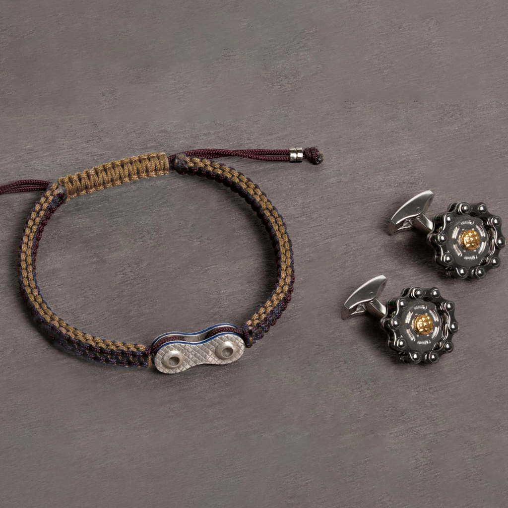 Bici Gear Cufflink with Gunmetal and Yellow Gold