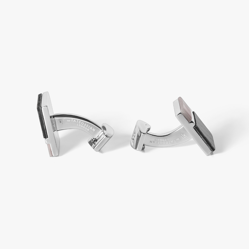 Carbon Mosiac Cufflink in Black MOP