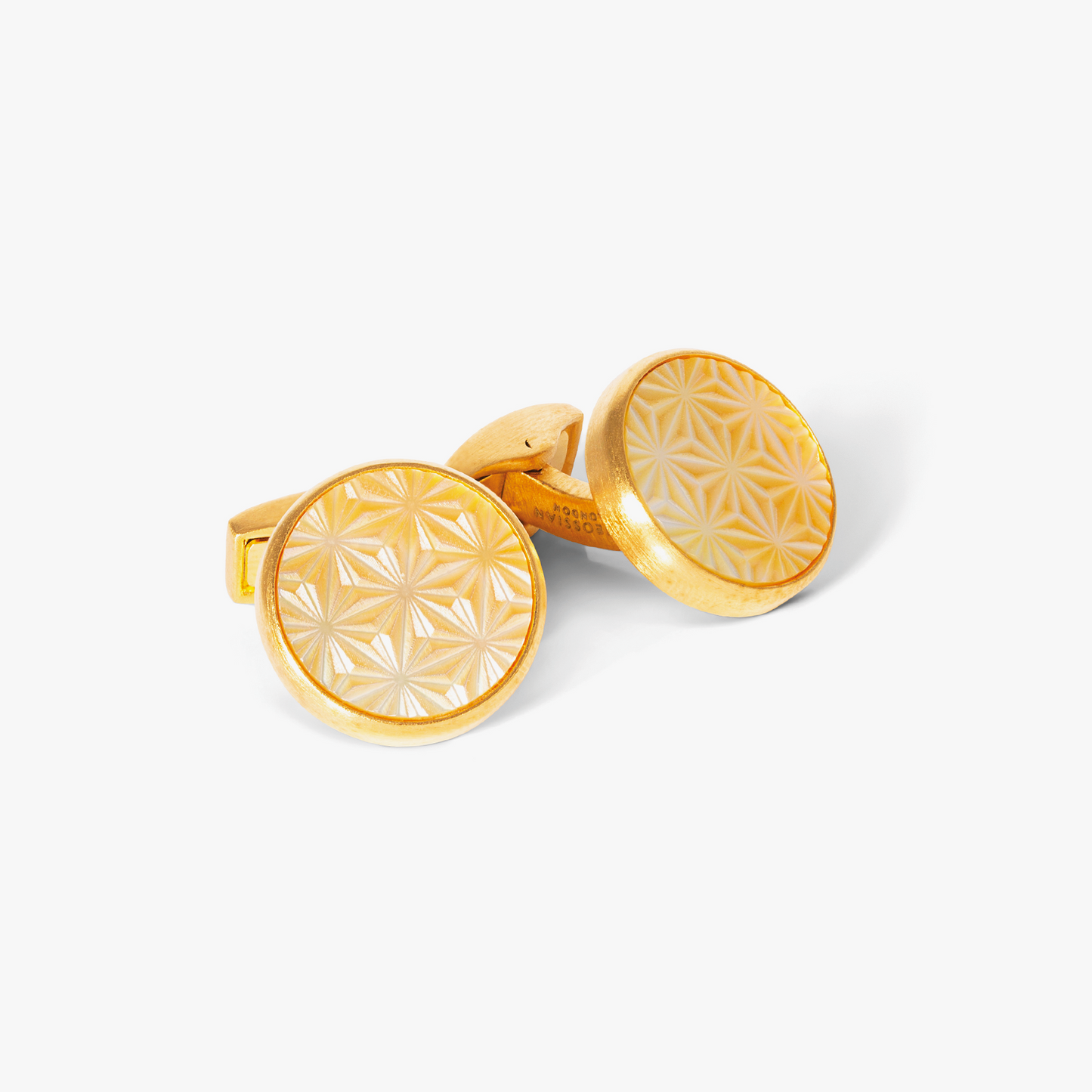 Asanoha Semi -Precious Cufflink in Yellow MOP & Palladium Plated