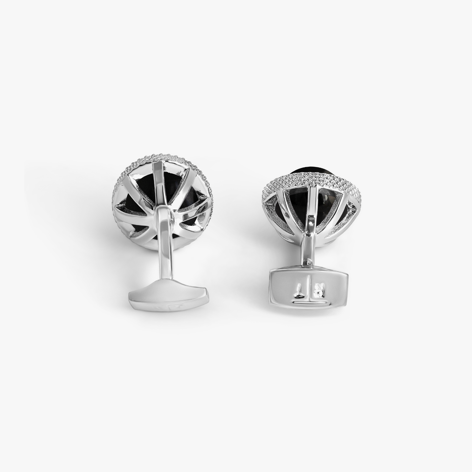 Gyrate Semi - Precious Cufflink in Onyx with Black Enamel