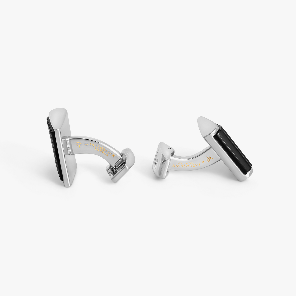 Ribbed Wedge Semi-Precious Stone Cufflinks with Black Onyx