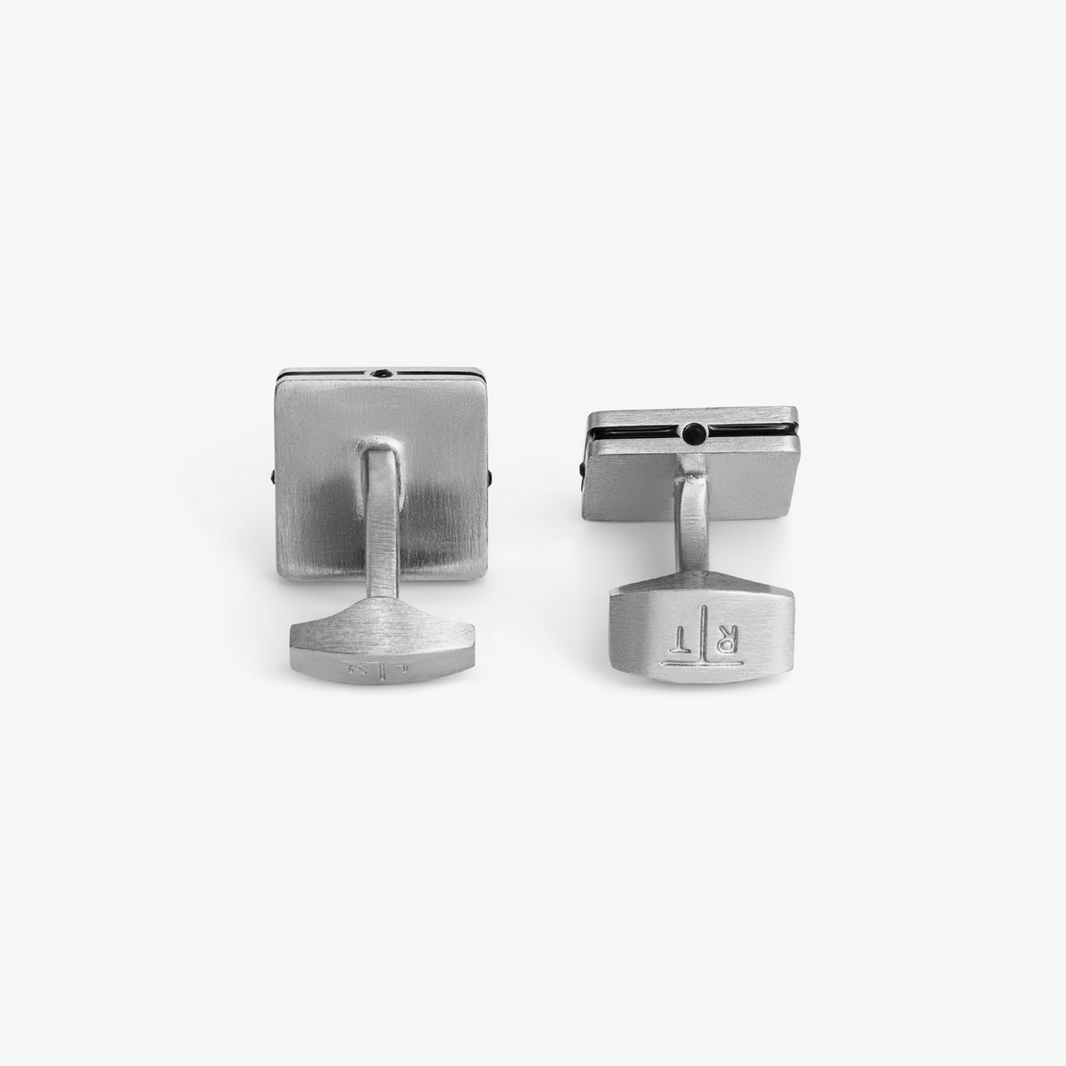 Nautical Gear Cufflinks with Black Enamel & Swarovski Stone