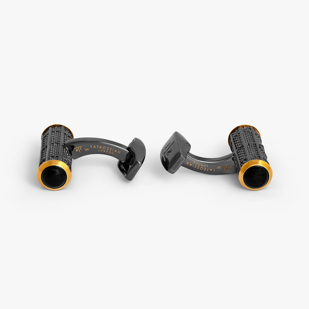 Signature Barrel Semi-Precious Cufflinks with Onyx