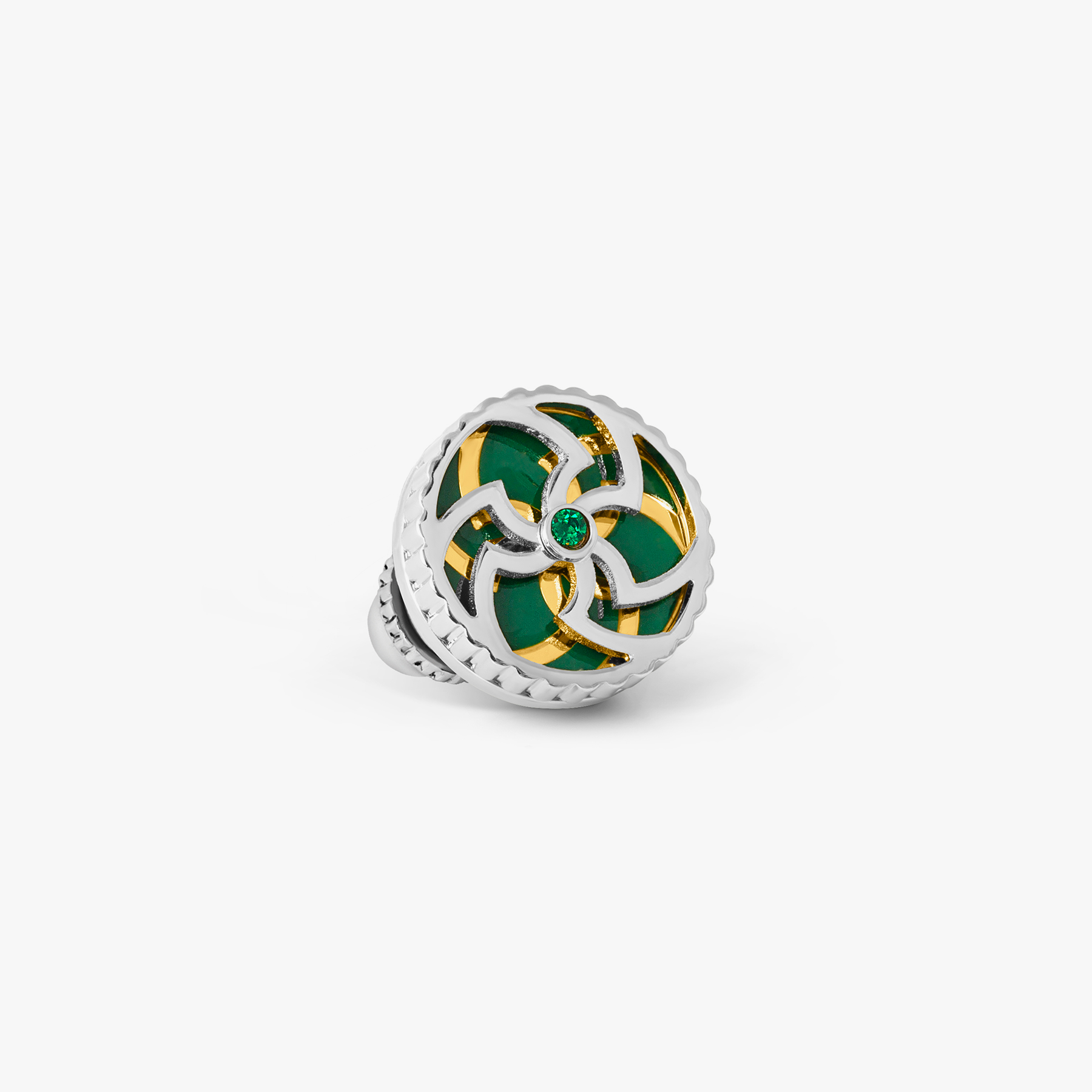 Rotating Trinity Pin With Green Enamel And | Tateossian – Tateossian London