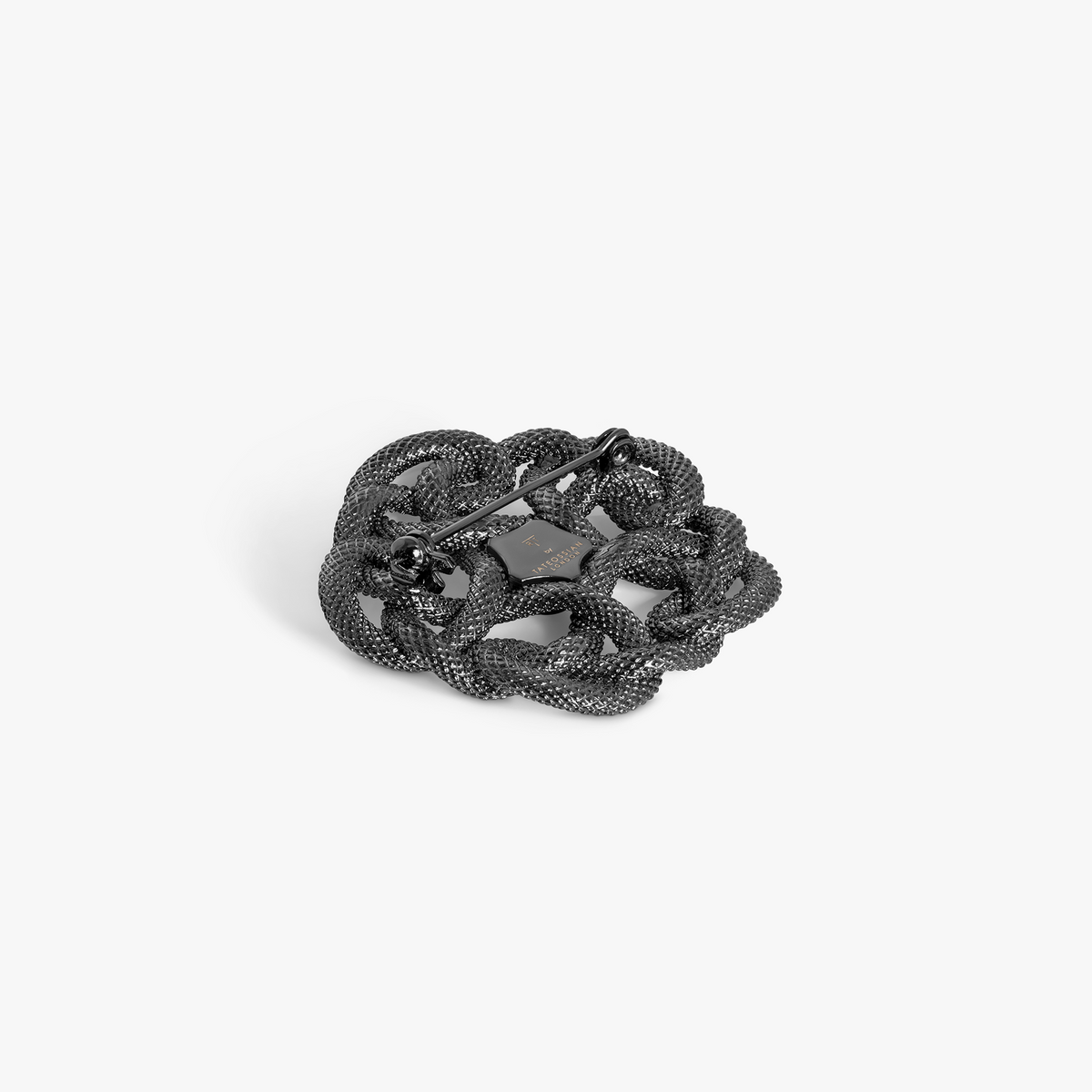 Cobra Knot Brooch Pin in Gunmetal with Onyx
