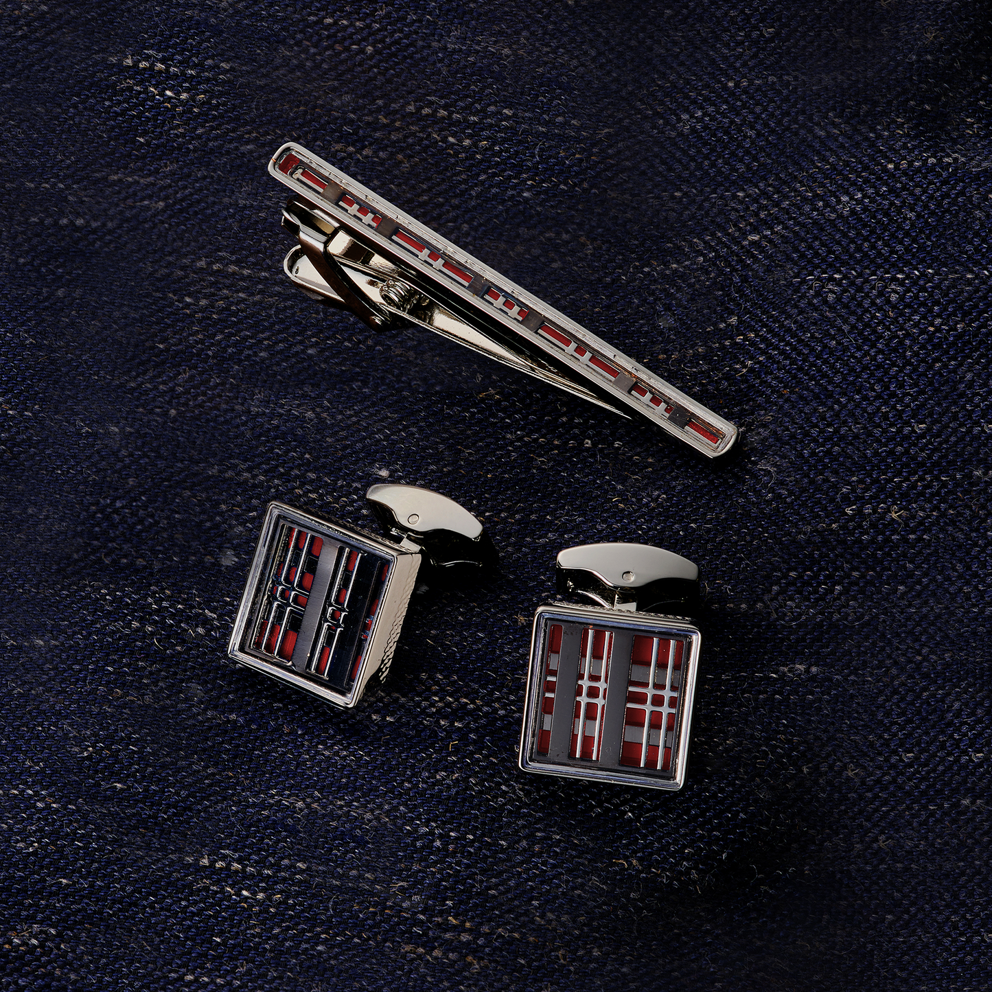 Prince of Wales Tweed Tie Clip In Red