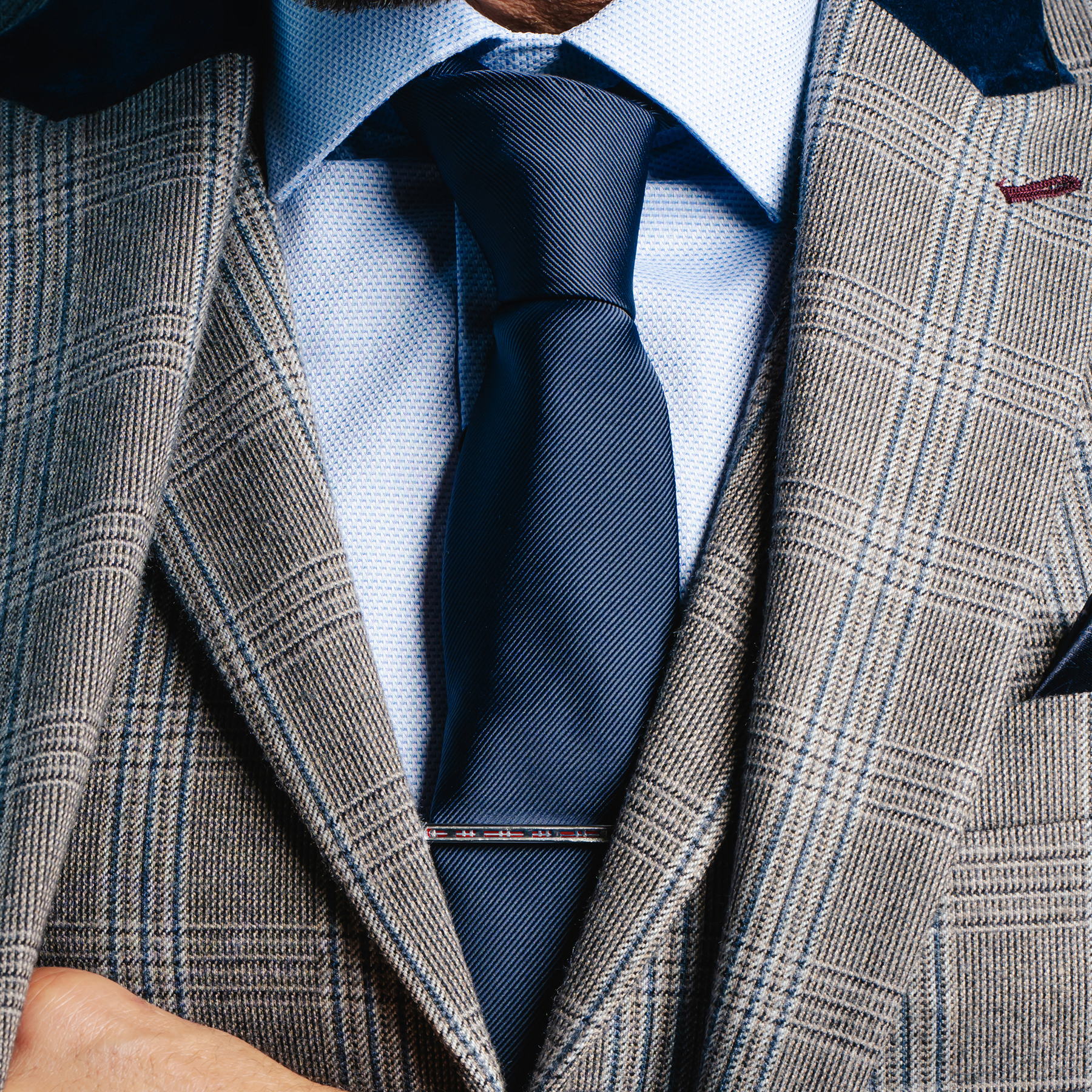 Prince of Wales Tweed Tie Clip In Red