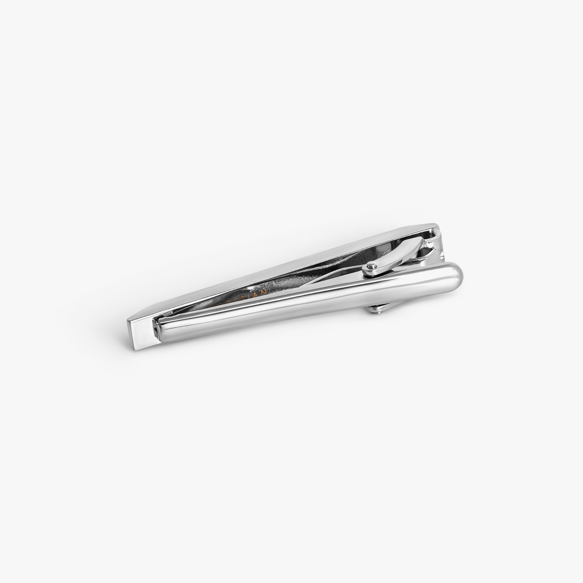 Ribbed Wedge Semi-Precious Stone Tie Clip in White Mother of Pearl