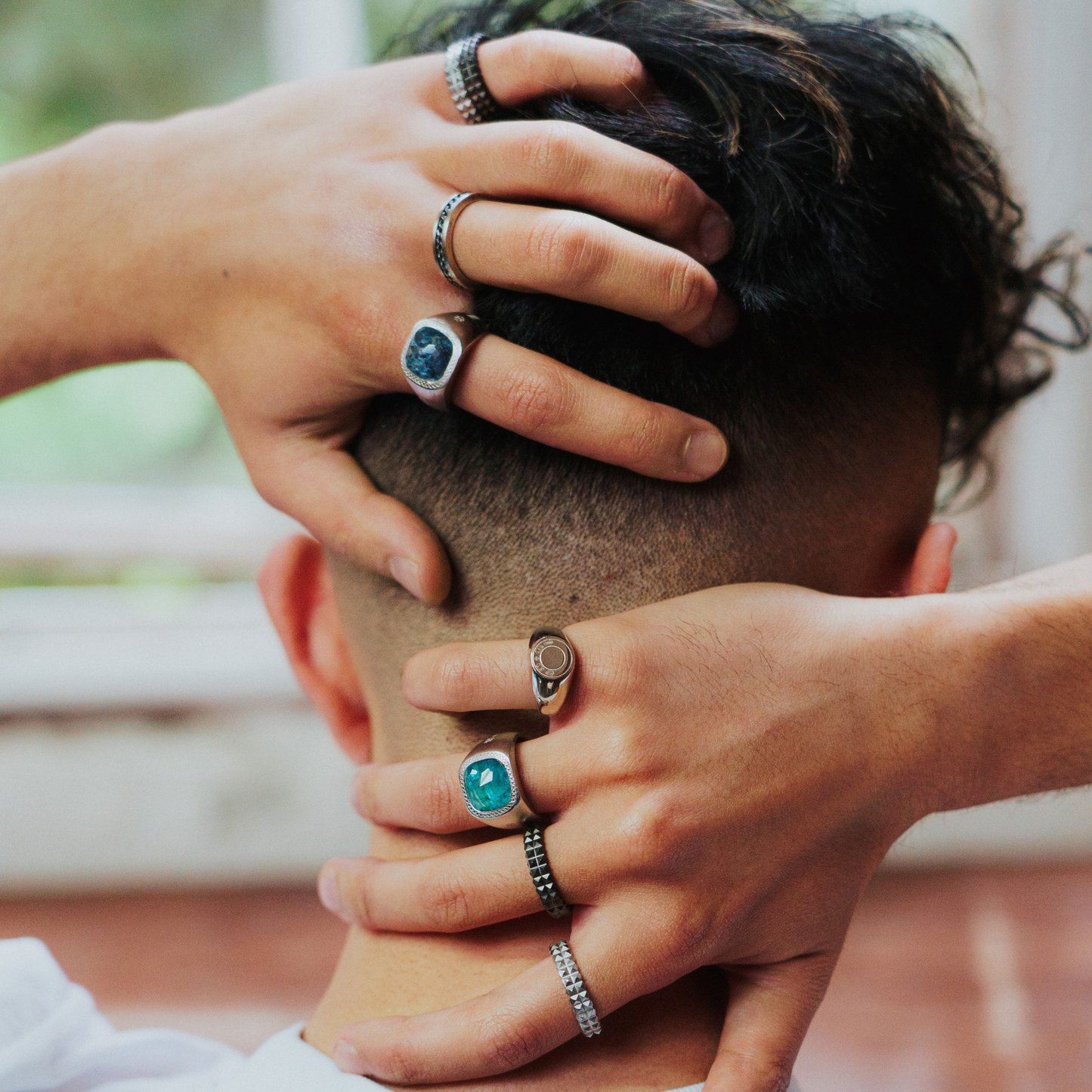 Black Gunmetal Plated Doppio Giza Ring Set