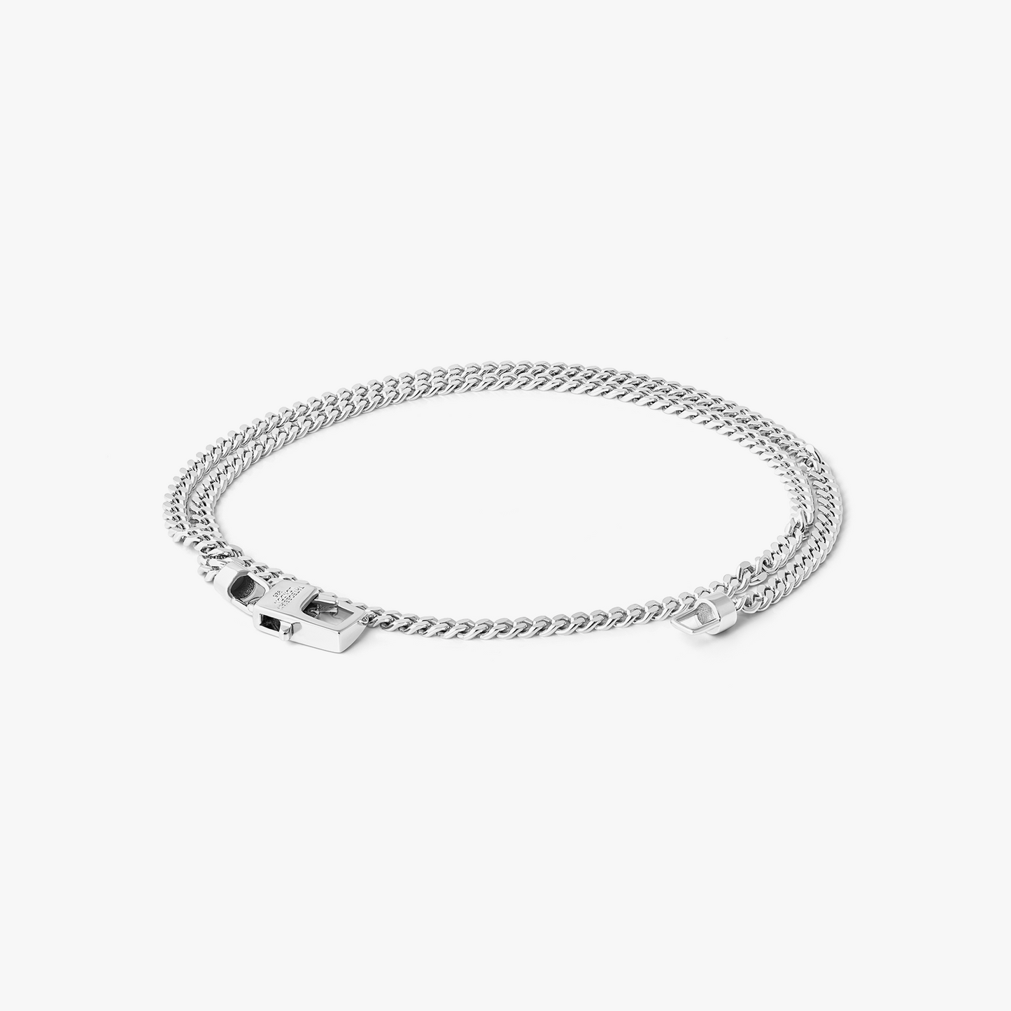 Double Curb Chain Bracelet In Sterling Silver