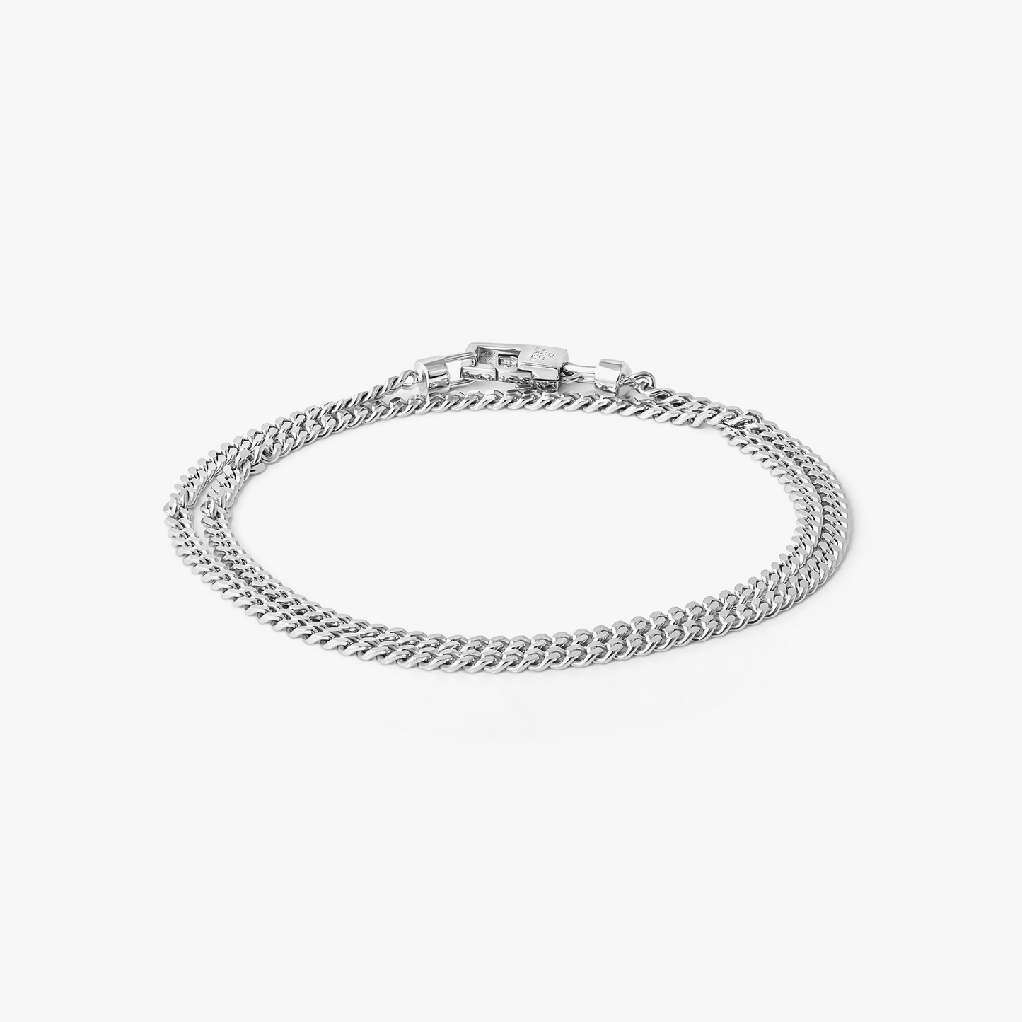 Double Curb Chain Bracelet In Sterling Silver