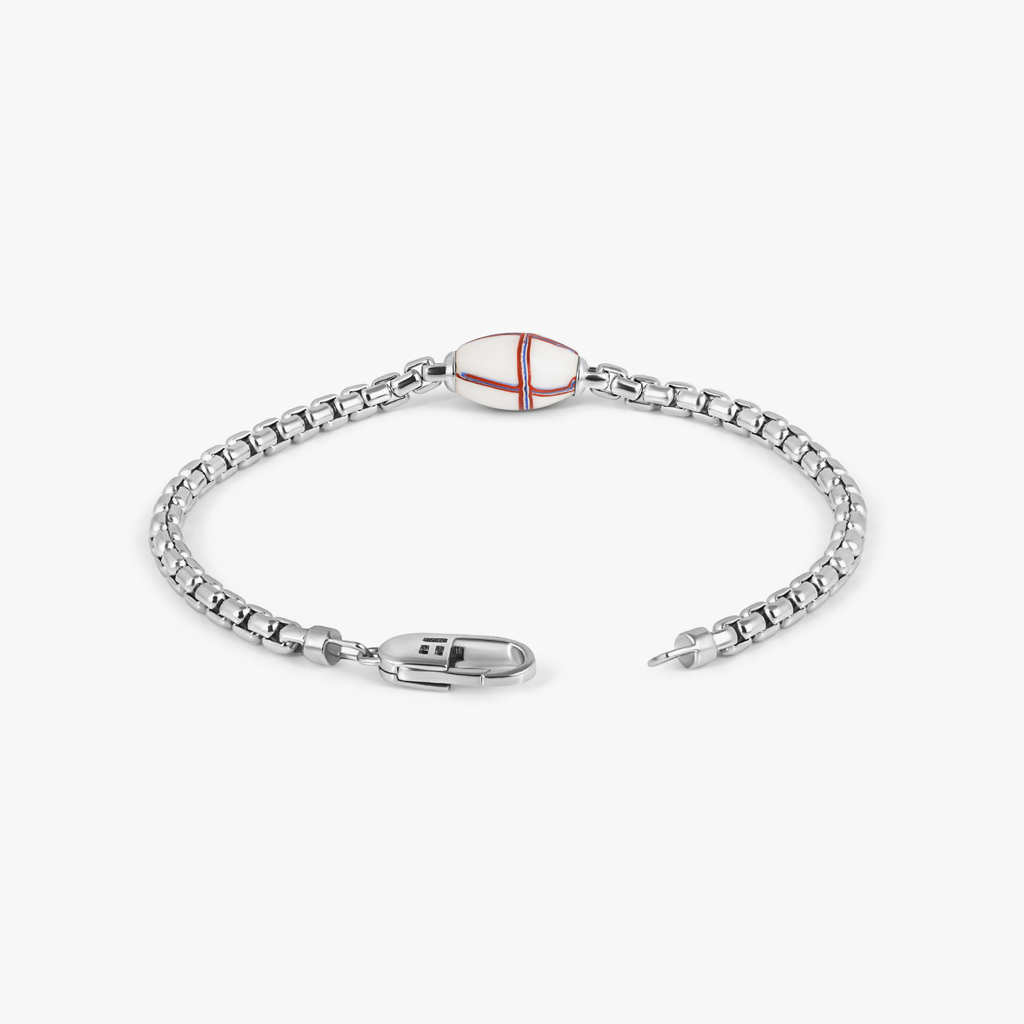 French Cross Chain Bracelet In Sterling Silver With White French Cross Bead (Limited Edition)
